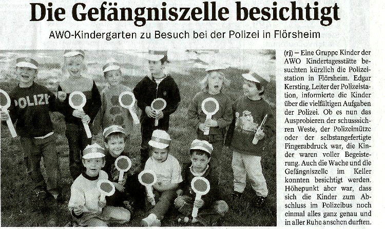 unser Polizei-Projekt beim AWO-Kindergarten: Besuch bei der Polizei in Flrsheim